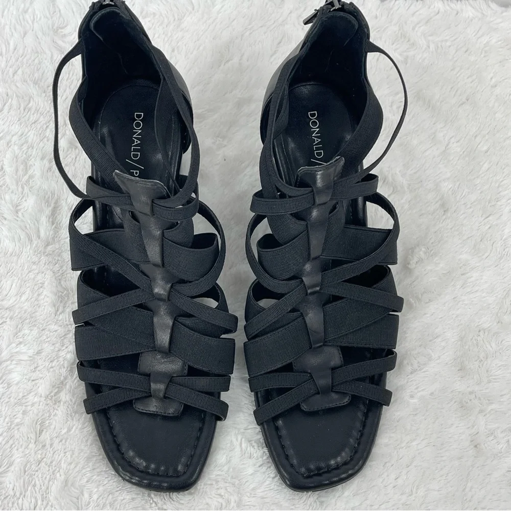 DONALD PLINER Elegant Black Strappy Women's Shoes WEDGE SIZE 6.5 M